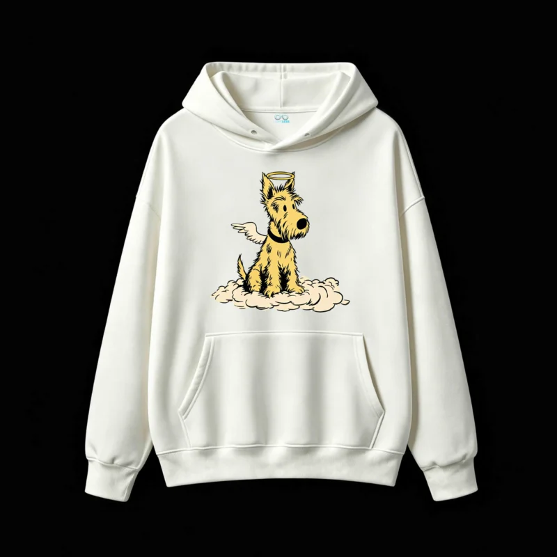 主图_2 Buzo con Capucha Algodón Estampado Perro Angelito Diseño Vintage Premium
