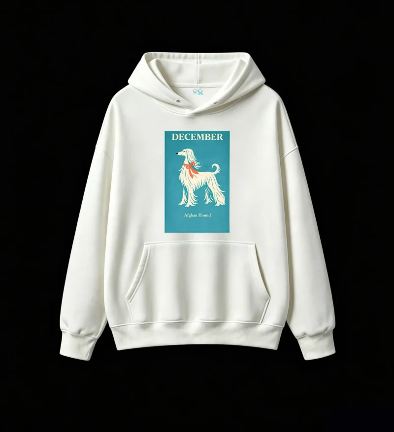 主图_2 Buzo con Capucha Algodón Estampado Perro Afghan Hound Diseño Vintage