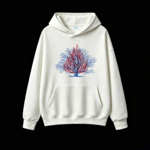主图_2 Buzo con Capucha Algodón Estampado Árbol Fuego Abstracto Casual Premium