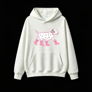 主图_2 Buzo con Capucha Algodón Estampado Dálmata Botas Rosa Casual Trendy