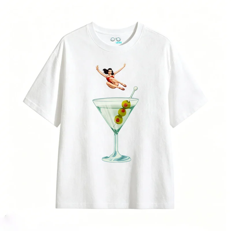 主图_2 Remera Algodón Estampado Martini Retro Diseño Vintage Casual