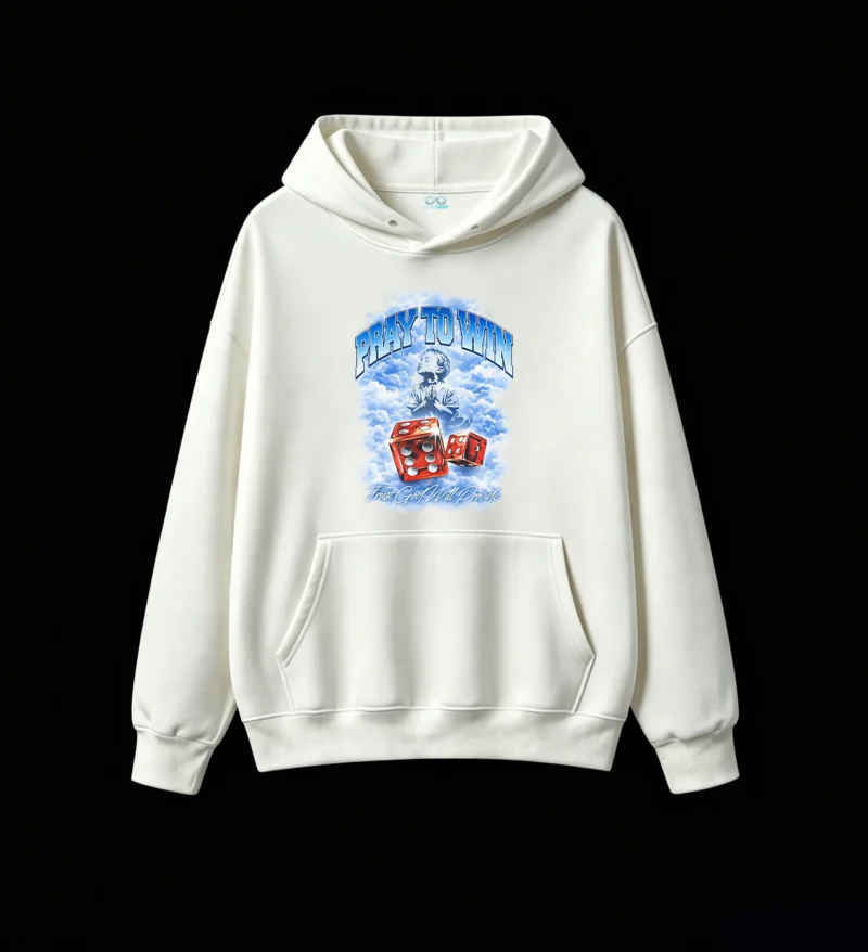 Buzo con Capucha Algodón Pray To Win Estampado Urbano Oversize Premium