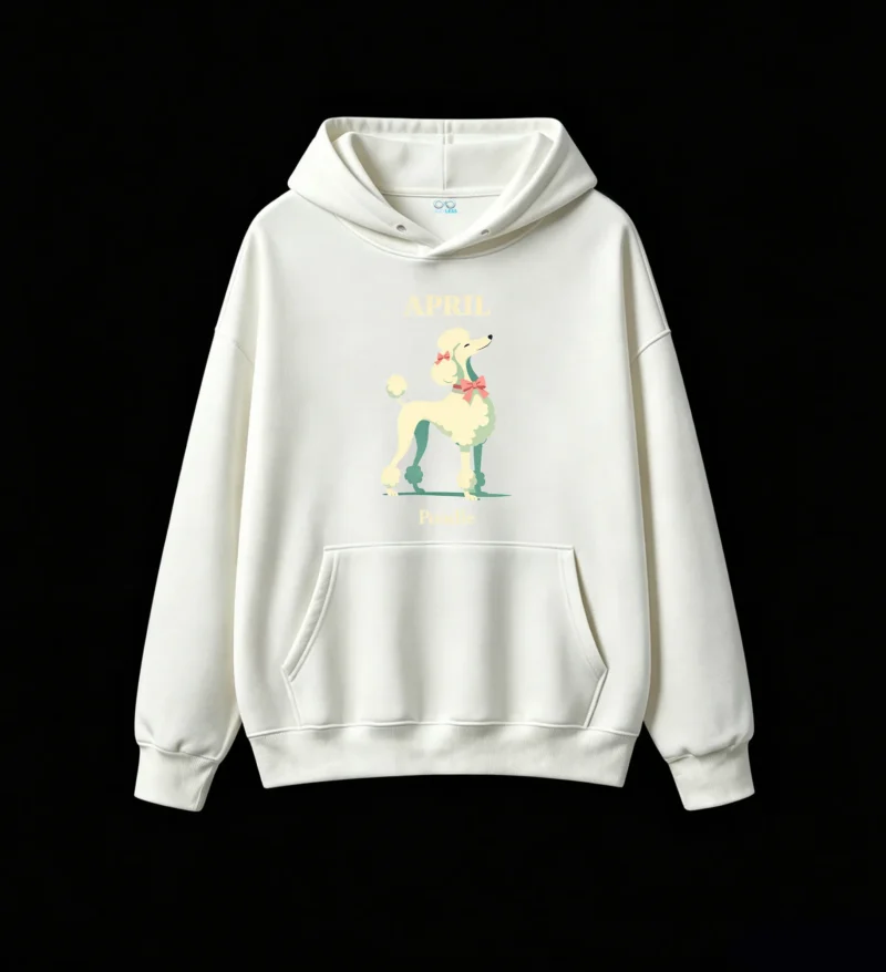 Buzo con Capucha Algodón Estampado Poodle Vintage Diseño Exclusivo