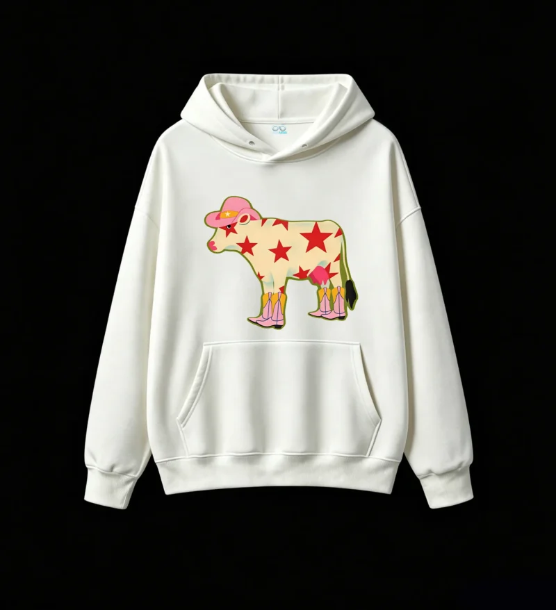 主图_2 Buzo con Capucha Algodón Estampado Vaca Cowboy Estrellas Premium