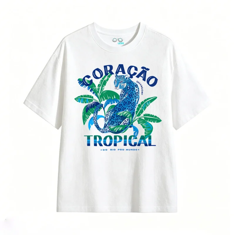 Remera Algodón Estampado Leopardo Tropical Diseño Urbano