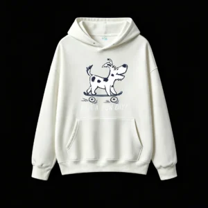 主图_2 Buzo con Capucha Algodón Estampada Perro Skater Diseño Urbano Casual
