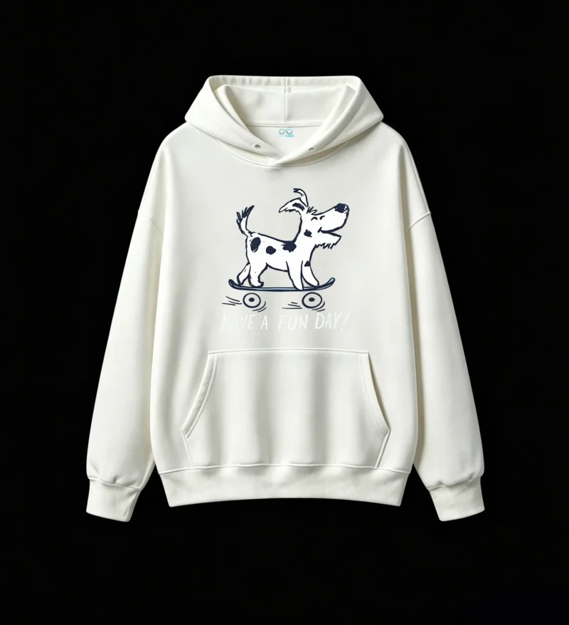 主图_2 Buzo con Capucha Algodón Estampada Perro Skater Diseño Urbano Casual