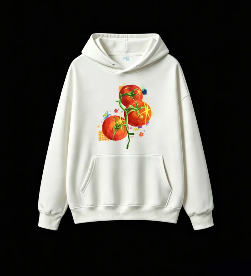 Buzo con Capucha Algodón Estampado Tomate Diseño Pop Art Casual Premium