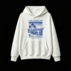 主图_2 Buzo con Capucha Algodón Estampada Los Angeles California Playa Oversize