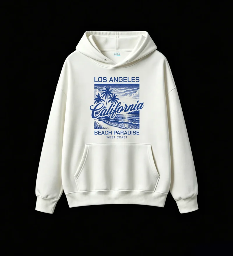 Buzo con Capucha Algodón Estampada Los Angeles California Playa Oversize