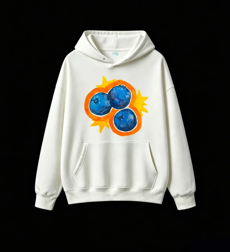 主图_2 Buzo con Capucha Algodón Estampado Arándanos Arte Pop Casual Verano