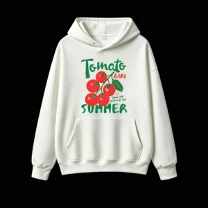Buzo con Capucha Algodón Estampada Tomate Verano Vintage Oversize