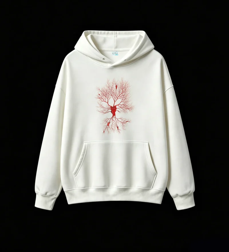 主图_2 Buzo con Capucha Algodón Estampado Árbol Rojo Casual Premium Moda