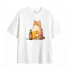 主图_2 Remera Algodón Estampada Gato Cerveza Diseño Original Casual