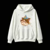 主图_2 Buzo con Capucha Algodón Estampado Gato Mago Lentes Kawaii Oversize