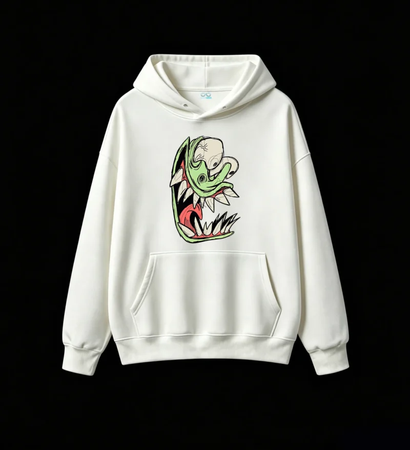 主图_2 Buzo con Capucha Algodón Estampado Monstruo Diseño Urbano Casual