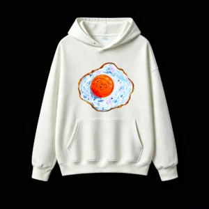 主图_2 Buzo con Capucha Algodón Estampado Huevo Frito Diseño Artístico Casual