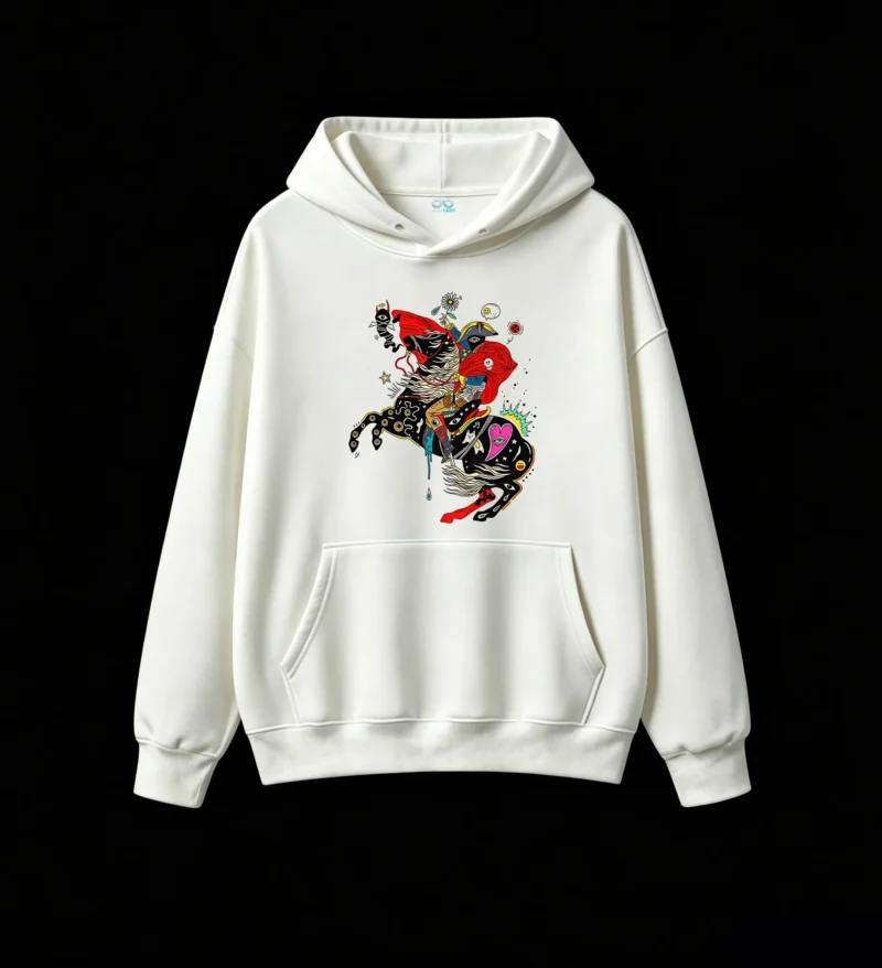 主图_2 Buzo con Capucha Algodón Estampado Arte Surrealista Premium Urbano