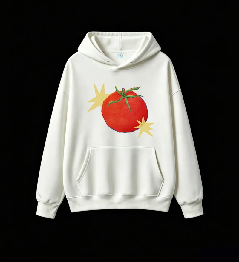 Buzo con Capucha Algodón Estampado Tomate Diseño Pop Art Casual