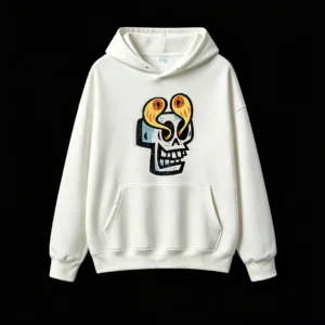 主图_2 Buzo con Capucha Algodón Estampado Calavera Ojos Diseño Urbano Premium