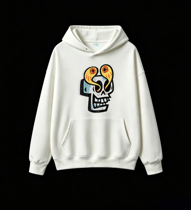 Buzo con Capucha Algodón Estampado Calavera Ojos Diseño Urbano Premium