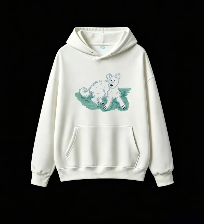 Buzo con Capucha Algodón Estampado Perro Diseño Artístico Casual