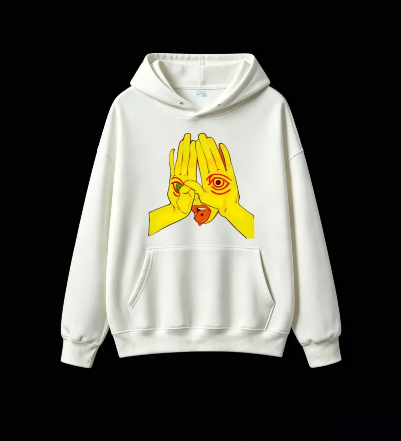 Buzo con Capucha Algodón Estampado Surrealista Diseño Urbano Oversize