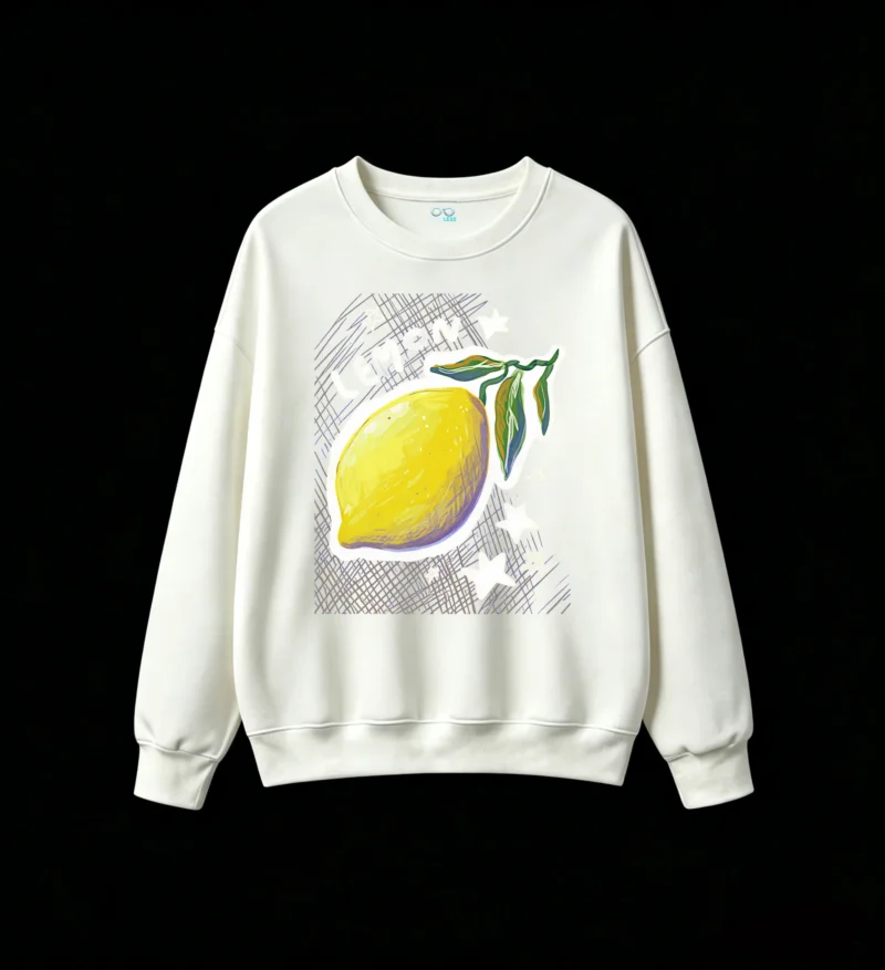 Sudadera Cuello Redondo Algodón Estampado Lemon Diseño Verano Oversize Premium