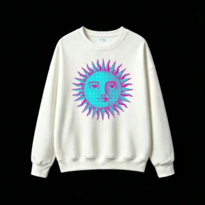 主图_2 Sudadera Cuello Redondo Algodón Estampado Sol Pop Art Diseño Vintage Oversize
