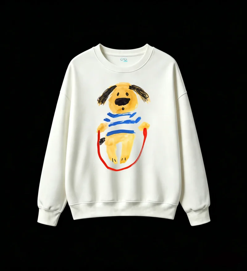 主图_2 Sudadera Cuello Redondo Algodón Estampado Perro Dibujo Diseño Trendy Premium