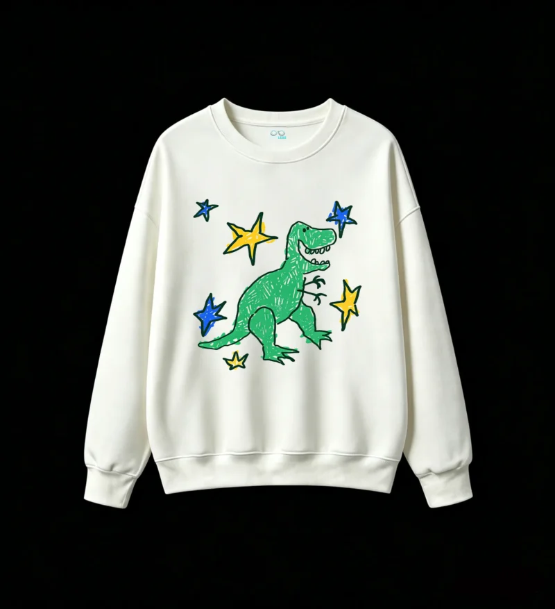 主图_2 Sudadera Cuello Redondo Algodón Estampado Dinosaurio Y Estrellas Urbano Premium