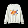 Sudadera Cuello Redondo Algodón Estampado Pez Dorado Estilo Artístico Casual