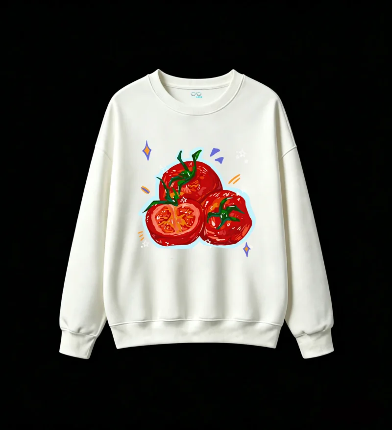 主图_2 Sudadera Cuello Redondo Algodón Estampado Tomates Frescos Diseño Casual Premium