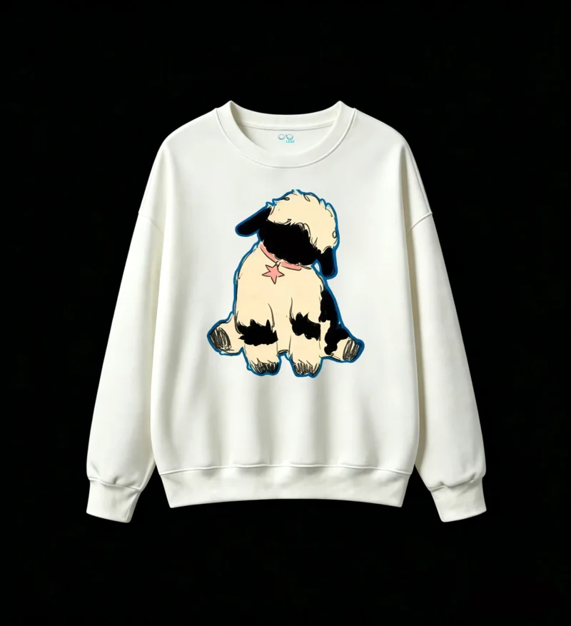 主图_2 Sudadera Cuello Redondo Algodón Oveja Estampado Kawaii Diseño Oversize Premium