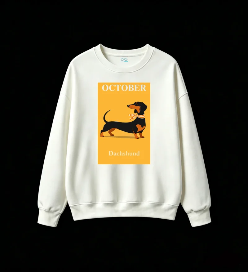 Sudadera Cuello Redondo Algodón Estampado Perro Salchicha Dachshund Premium