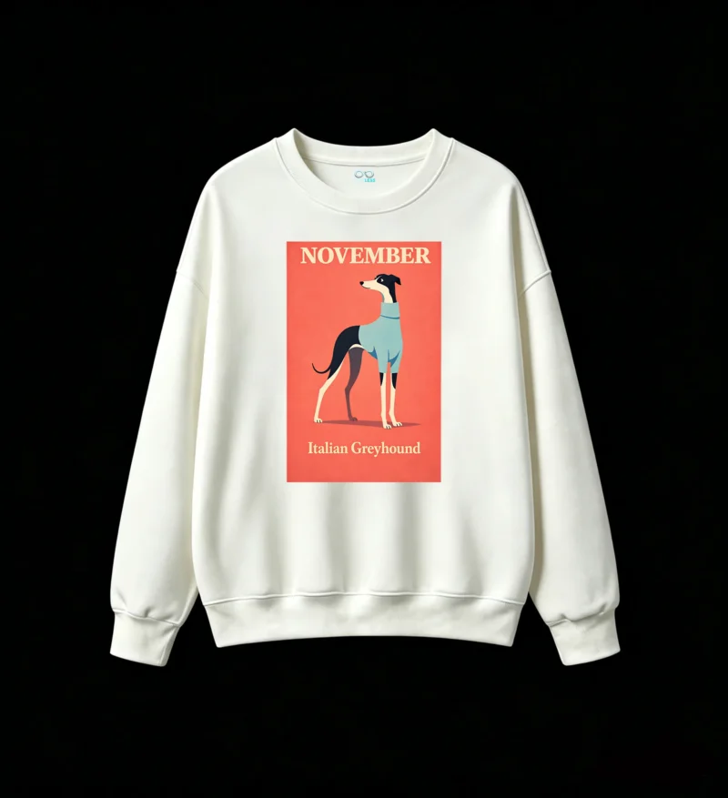 Sudadera Cuello Redondo Algodón Estampado Galgo Italiano Diseño Exclusivo