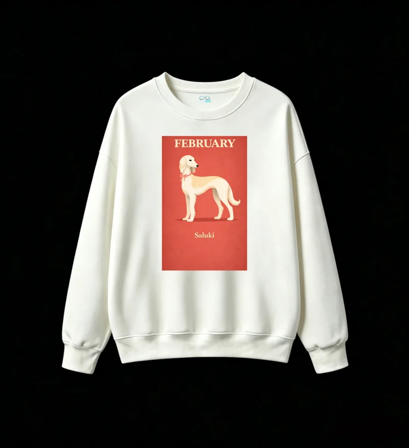 Sudadera Cuello Redondo Algodón Estampado Perro Saluki Diseño Casual Moda