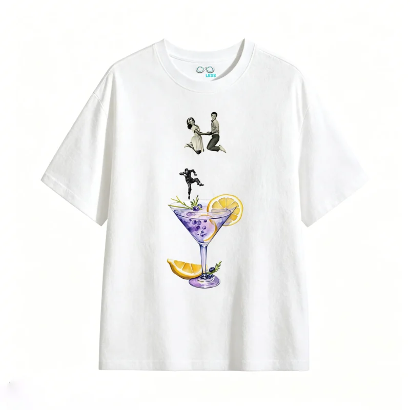 Remera Algodón Estampado Retro Cóctel Vintage Premium