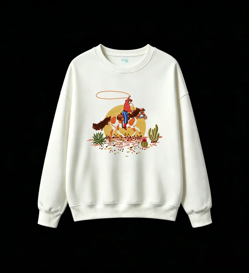 主图_2 Sudadera Cuello Redondo Algodón Estampado Cowboy Western Diseño Premium 2024
