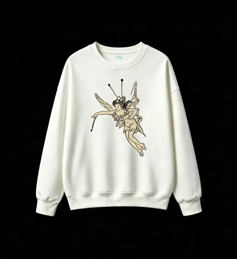 Sudadera Cuello Redondo Algodón Estampado Hada Fairycore Vintage Premium