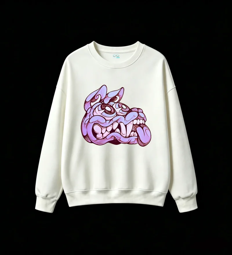 Sudadera Cuello Redondo Algodón Estampado Urbano Diseño Perro Abstracto Full