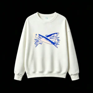 Sudadera Cuello Redondo Algodón Estampado Peces Diseño Marino Urbano Moda