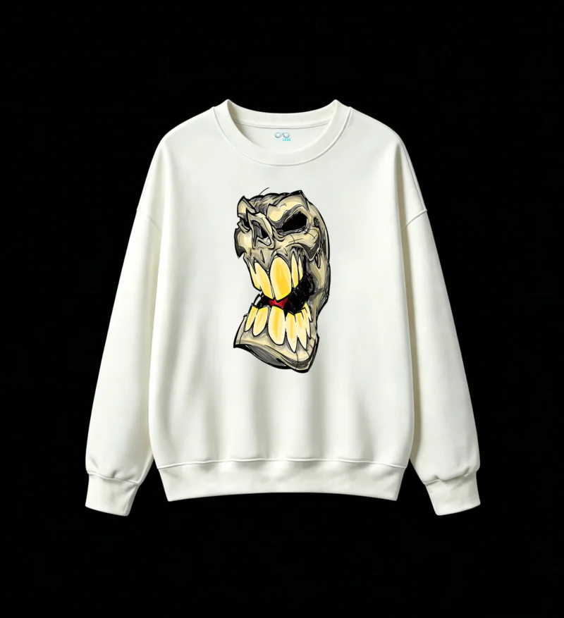 Sudadera Cuello Redondo Algodón Estampado Calavera Graffiti Urbano Premium