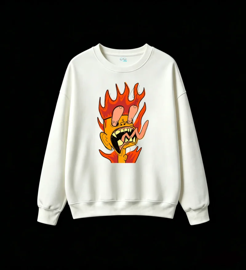 主图_2 Sudadera Cuello Redondo Algodón Estampado Fuego Cartoon Diseño Urbano Premium