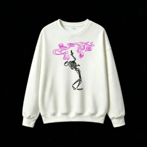 Sudadera Cuello Redondo Algodón Estampado Neón Diseño Abstracto Casual Premium