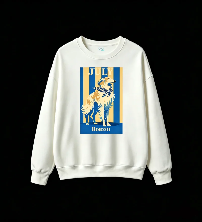Sudadera Cuello Redondo Algodón Estampada Borzoi Julio Diseño Vintage Casual