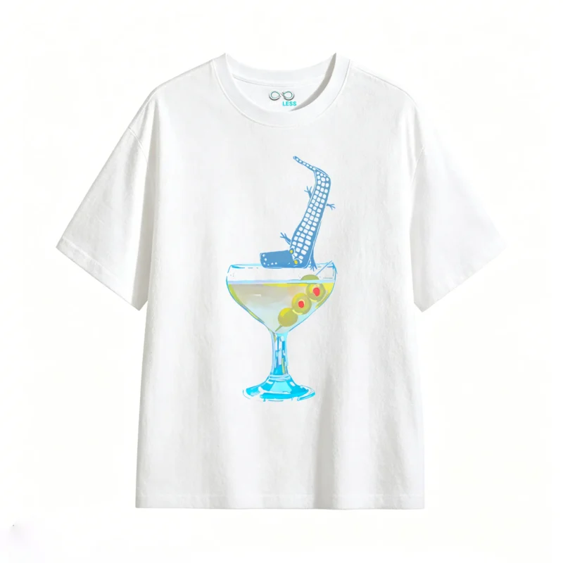 Remera Algodón Estampado Cocodrilo Martini Diseño Urbano Prem