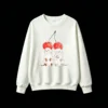 Sudadera Cuello Redondo Algodón Estampado Gatos Cerezas Diseño Kawaii Casual
