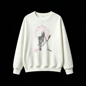 Sudadera Cuello Redondo Algodón Estampado Demonio Fuego Streetwear Premium