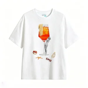 主图_2 Remera Algodón Estampado Verano Diseño Vintage Cóctel Oversize